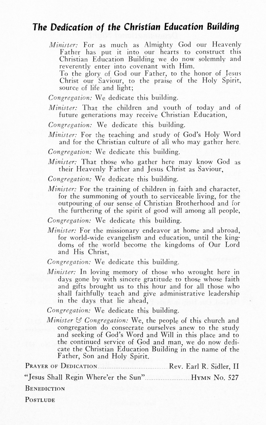 Wilkinsburg Baptist Church Dedication Services